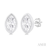 1/5 ctw Petite Bezel Set Marquise Cut Diamond Fashion Stud Earring in 10K White Gold